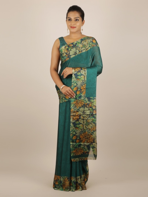 

Pothys Green Printed Poly Georgette Saree