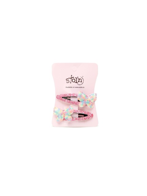 

Stoln Girls Black & Pink Set of 2 Embellished Tic Tac Hair Clip