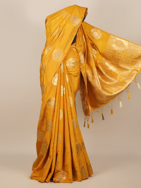

Pothys Mustard Woven Design Jute Silk Saree