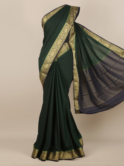 

Pothys Green Solid Poly Georgette Saree
