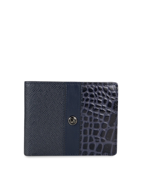 

Da Milano Men Navy Blue Textured Leather Two Fold Wallet