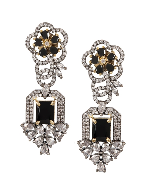 

Adwitiya Collection 24CT Gold-Plated & Black Contemporary Drop Earrings