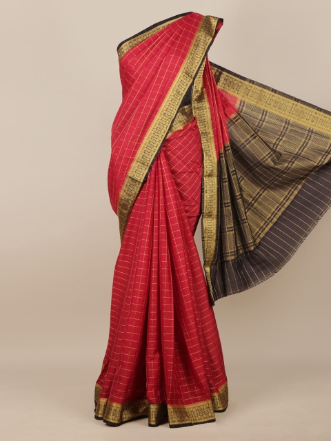 

Pothys Maroon Solid Poly Georgette Saree