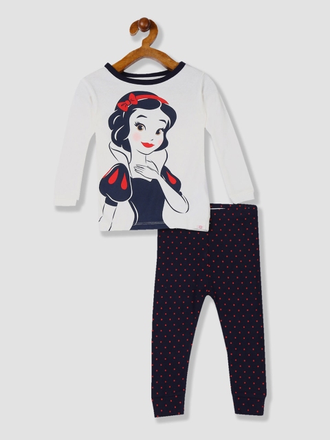 

GAP Boys White & Navy Blue Printed T-shirt with Pyjamas