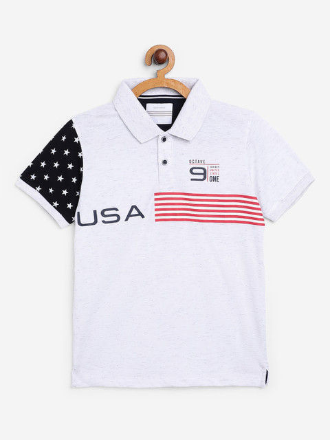 

Octave Boys White Solid Polo Collar T-shirt