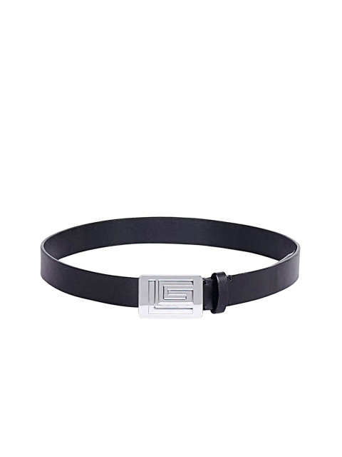 

Justanned Men Black & Silver-Toned Solid Belt