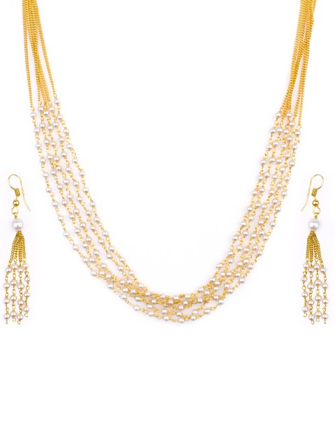 

Alankruthi Gold-Plated White Beaded Handcrafted Layered Jewellery Set