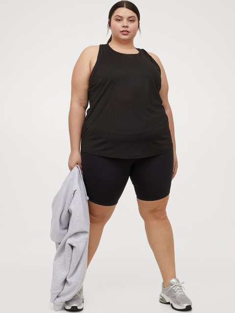 

H&M+ Women Black Ribbed Sports Vest Top