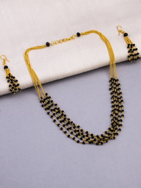 

Alankruthi Gold-Plated & Black Beaded Layered Handcrafted Necklace