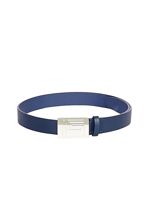 

Justanned Men Blue & Silver-Toned Textured Belt