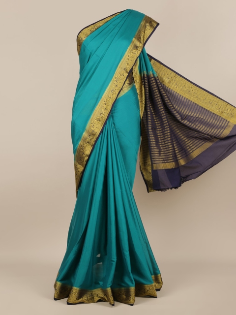 

Pothys Green Solid Poly Georgette Saree