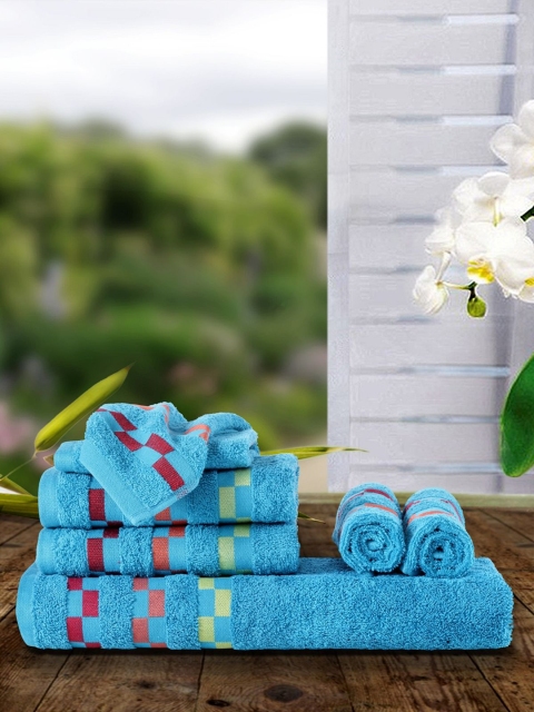 

BIANCA Set Of 7 Blue & Red Striped 450 GSM Towel Set