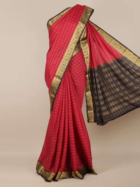 

Pothys Red Checked Poly Georgette Saree