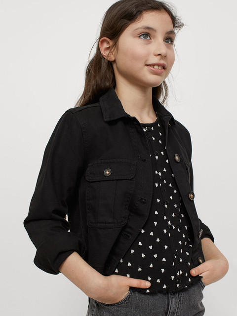 

H&M Girls Black & White Pointelle Top