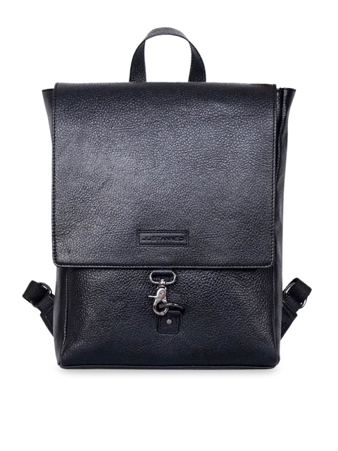 

Justanned Men Black Textured Leather Backpack