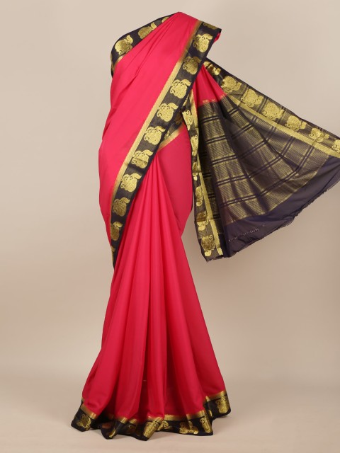 

Pothys Pink Solid Poly Georgette Saree