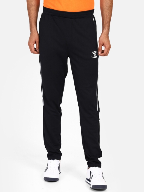 

hummel Men Black & White Solid Track Pants
