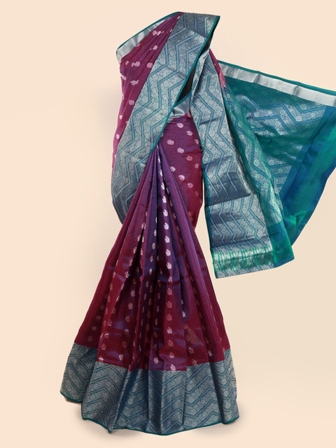 

Pothys Purple & Blue Pure Silk Woven Design Kanjeevaram Saree