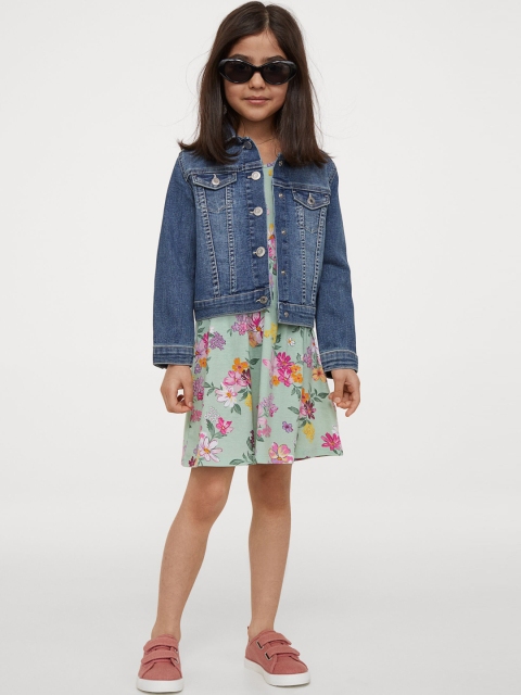 

H&M Girls Mint Green & Pink Patterned Jersey Dress