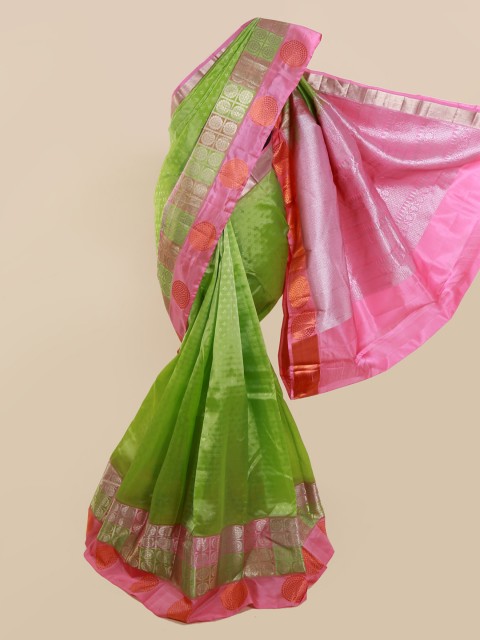 

Pothys Green Pure Silk Woven Design Kanjeevaram Saree