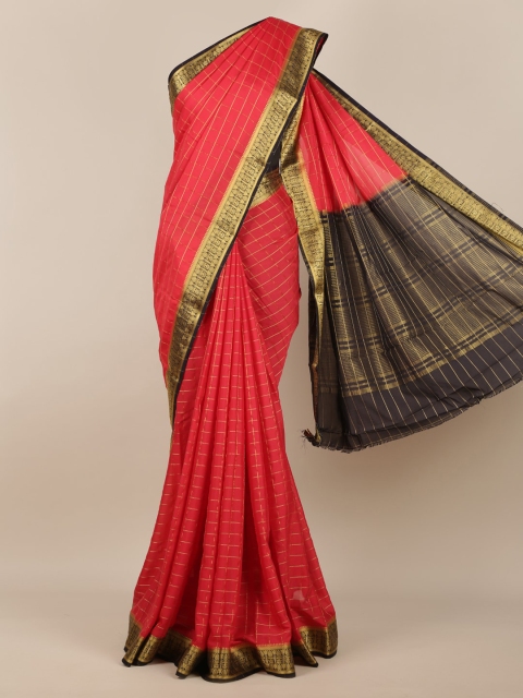 

Pothys Pink Striped Poly Georgette Saree