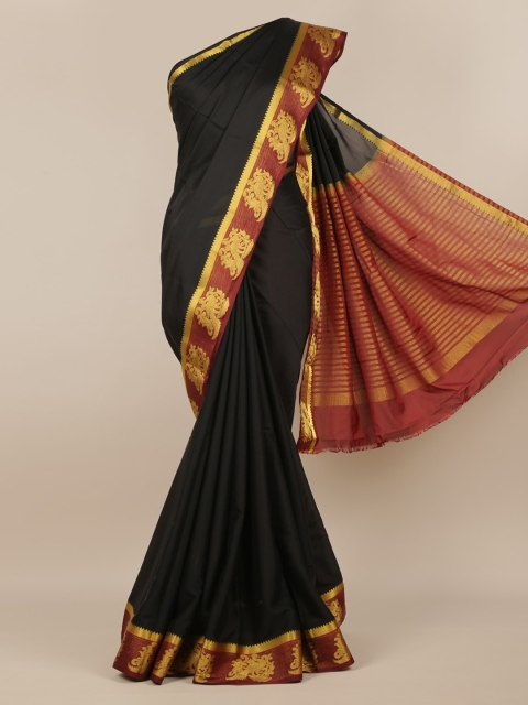 

Pothys Black Solid Poly Georgette Saree
