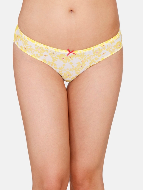 

Zivame Women Yellow & White Floral Printed Bikini BriefsZI2459FASHB