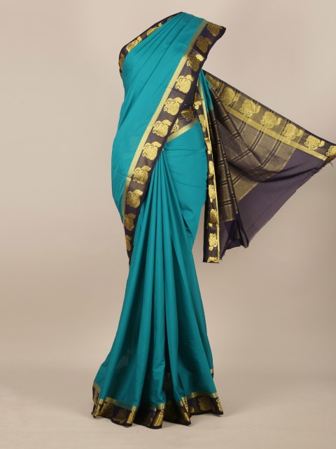 

Pothys Blue Solid Poly Georgette Saree