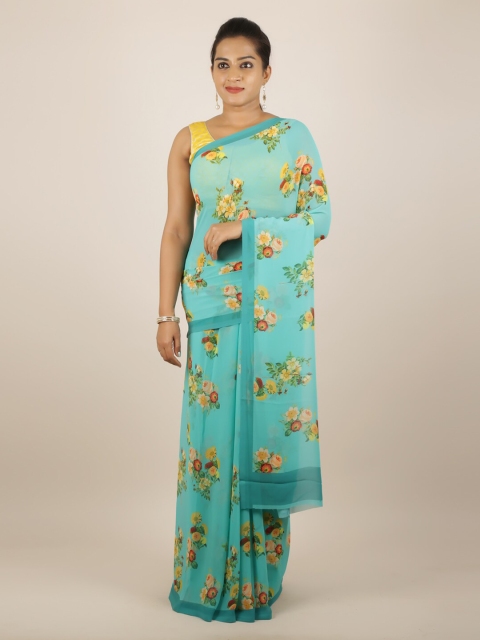 

Pothys Green Printed Poly Georgette Saree
