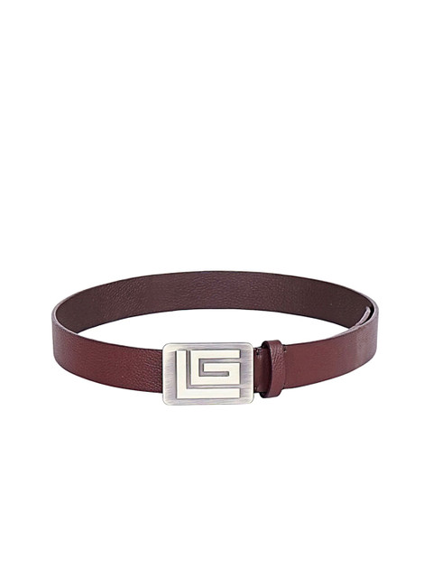 

Justanned Men Brown & Silver-Toned Textured Leather Belt