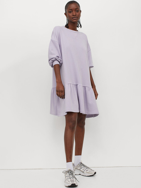 

H&M Women Lavender Solid Sweatshirt Dress