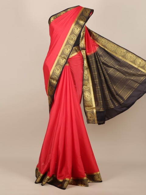 

Pothys Pink Solid Poly Georgette Saree