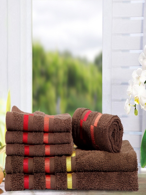 

BIANCA Set Of 6 Brown Self-Design Cotton 450 GSM Towel Set
