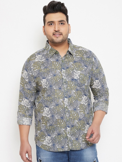 

Instafab Plus Men Olive Green Regular Fit Printed Casual Shirt