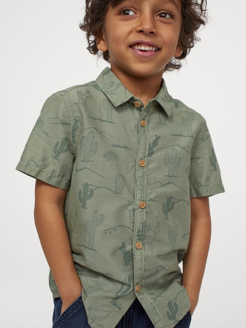 

H&M Boys Green Patterned Pure Cotton Shirt