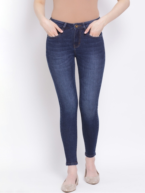 

FOSH Women Navy Blue Skinny Fit High-Rise Clean Look Stretchable Jeans