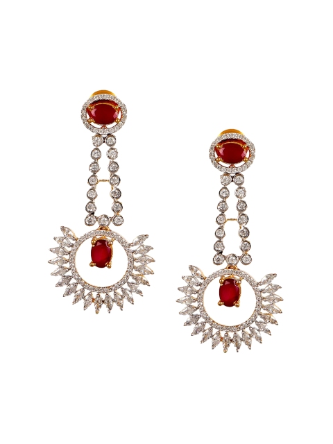 

Adwitiya Collection 24CT Gold-Plated & Maroon Contemporary Drop Earrings
