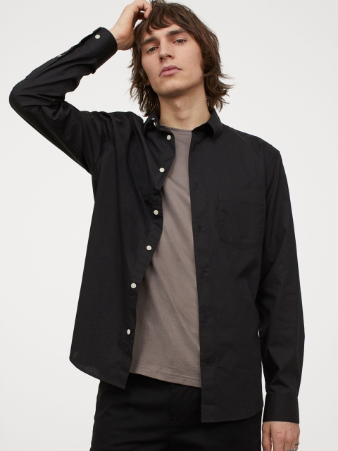 

H&M Men Black Premium Cotton Shirt