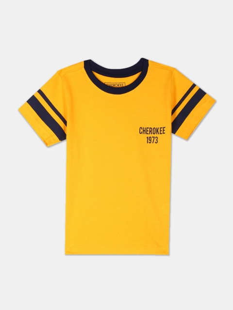 

Cherokee Boys Yellow Solid Round Neck T-shirt