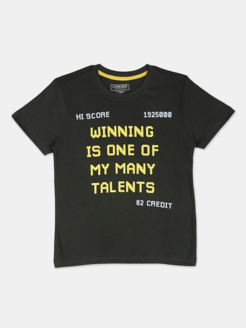 

Cherokee Boys Olive Green Printed Round Neck T-shirt