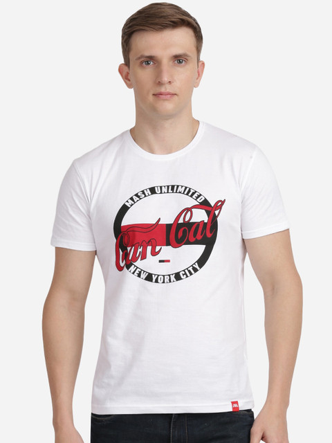 

MASH UNLIMITED Men White Printed Round Neck T-shirt