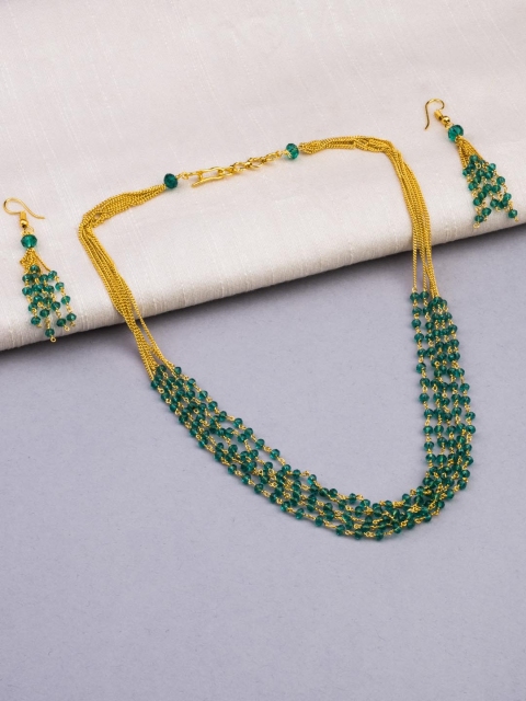 

Alankruthi Gold-Plated Green Beaded Layered Handcrafted Jewellery Set