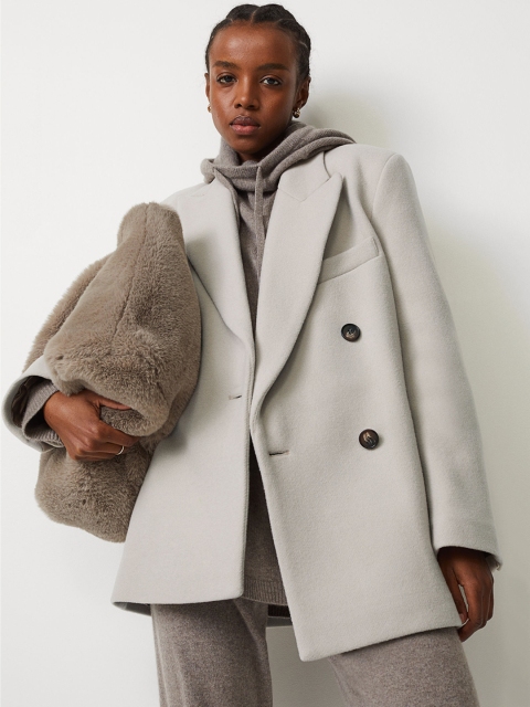 

H&M Women Beige Wool-Blend Jacket