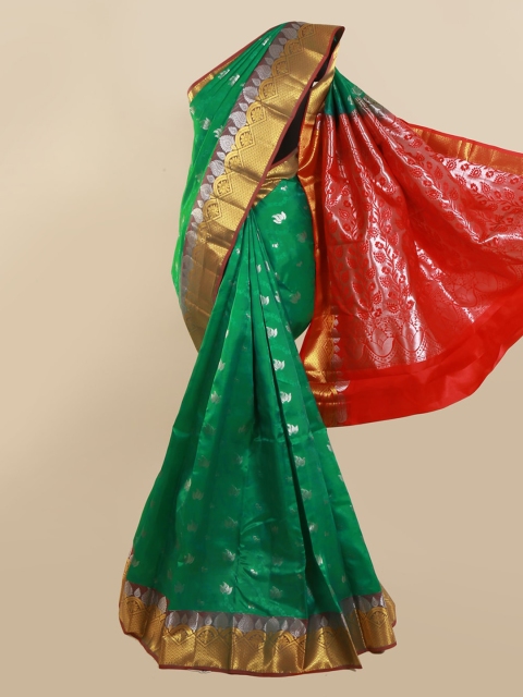 Pothys Green Pure Silk Woven Design Kanjeevaram Saree