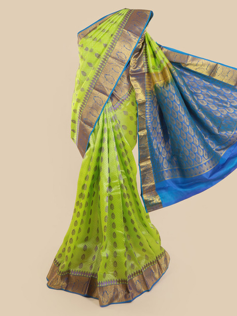 

Pothys Green Pure Silk Woven Design Kanjeevaram Saree