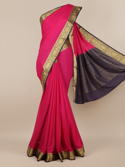 

Pothys Magenta Solid Poly Georgette Saree
