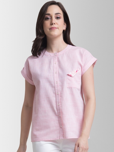 

FableStreet Women Pink Regular Fit Solid Casual Shirt