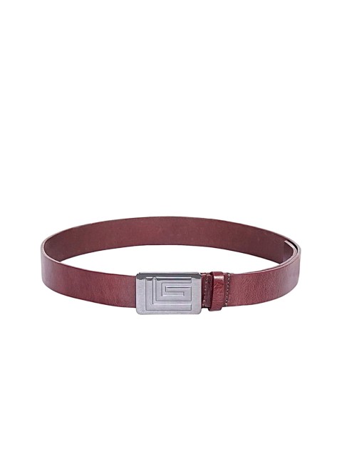 

Justanned Men Maroon & Silver-Toned Textured Belt