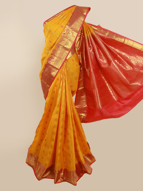 

Pothys Orange Pure Silk Woven Design Kanjeevaram Saree