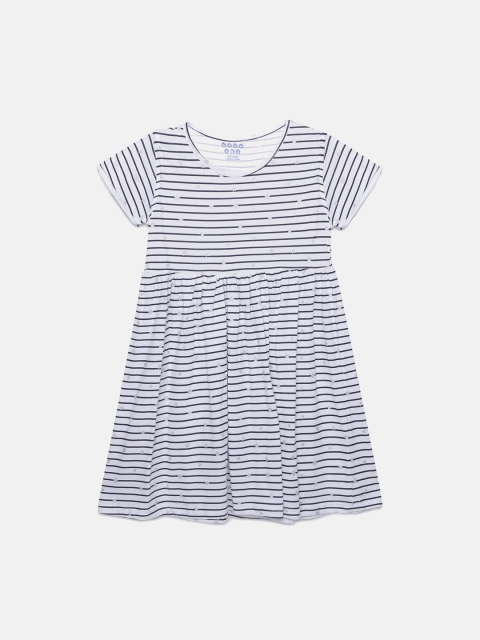 

ZION Girls Blue Striped Fit and Flare Dress